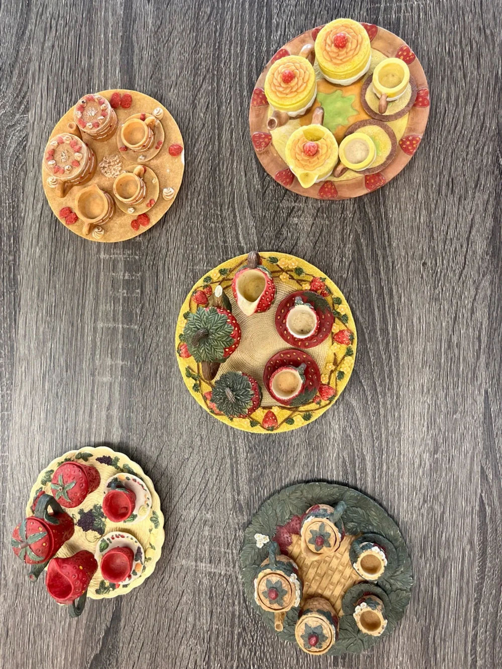 Lot of 5 complete sets of Strawberry themed  Mini Tea Sets - Decor Collection